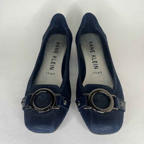anne klein shoes Slip Ons Wedge Women Size 8.5M Blue Textile Comfort Logo - Picture 6 of 15